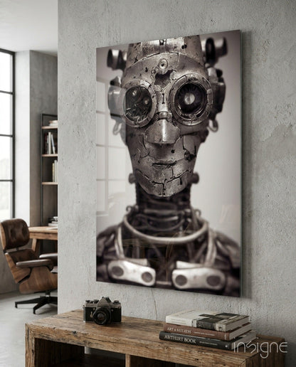 To Be a Machine cyborg head glass wall art