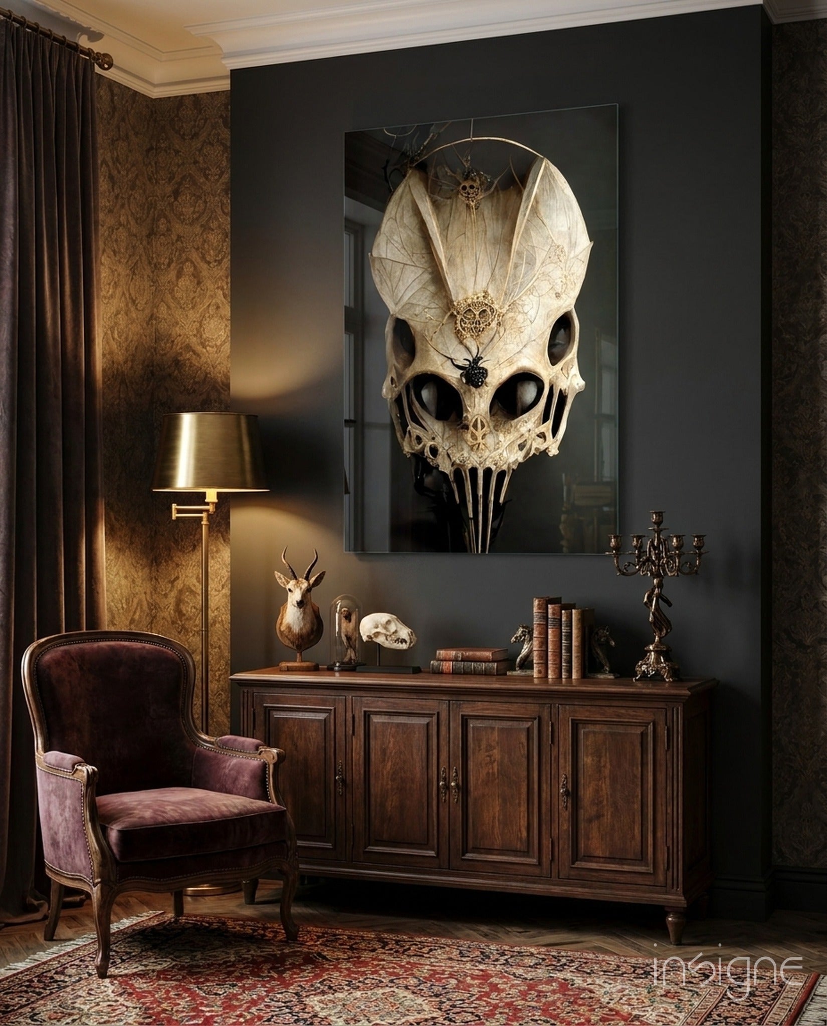 It's Skull gothic bone relic glass wall art