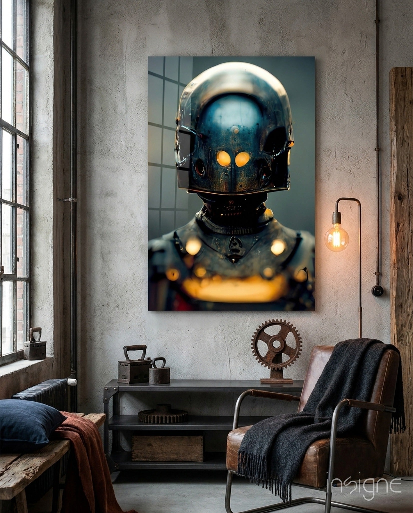 Fighter chrome android glass wall art
