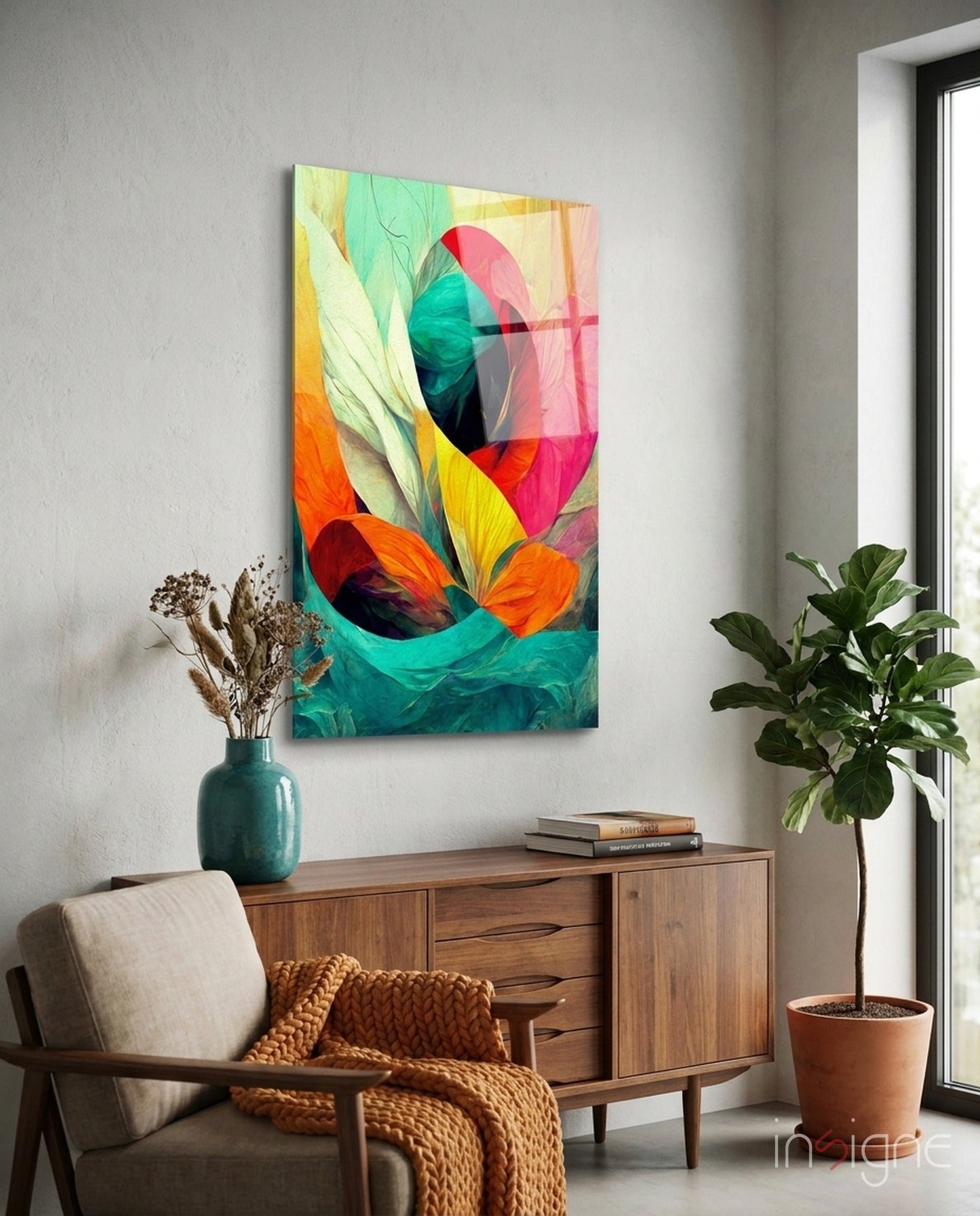 Hidden Swan rose bloom glass wall art