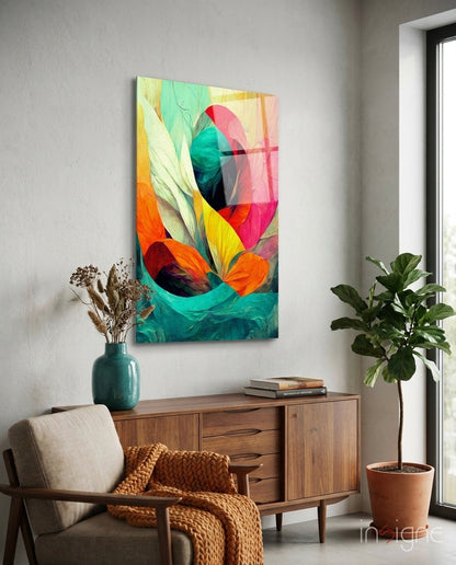 Hidden Swan rose bloom glass wall art