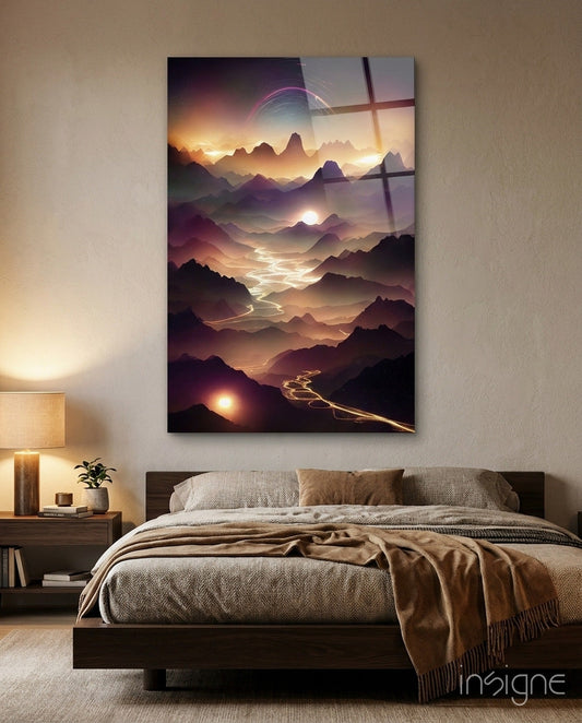 Lavas glass wall art cosmic landscape design