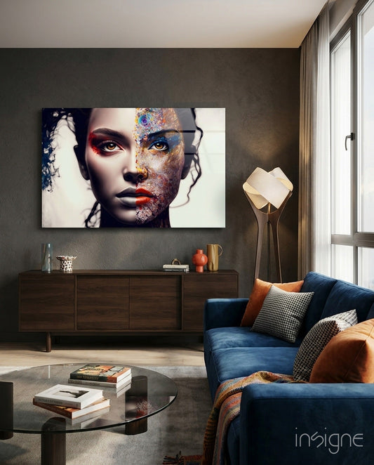 From Cartoon to Reality split-face glass wall art hanging display