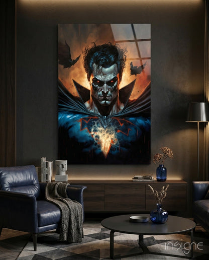 Thirst for Blood glass wall art hanging in a modern room