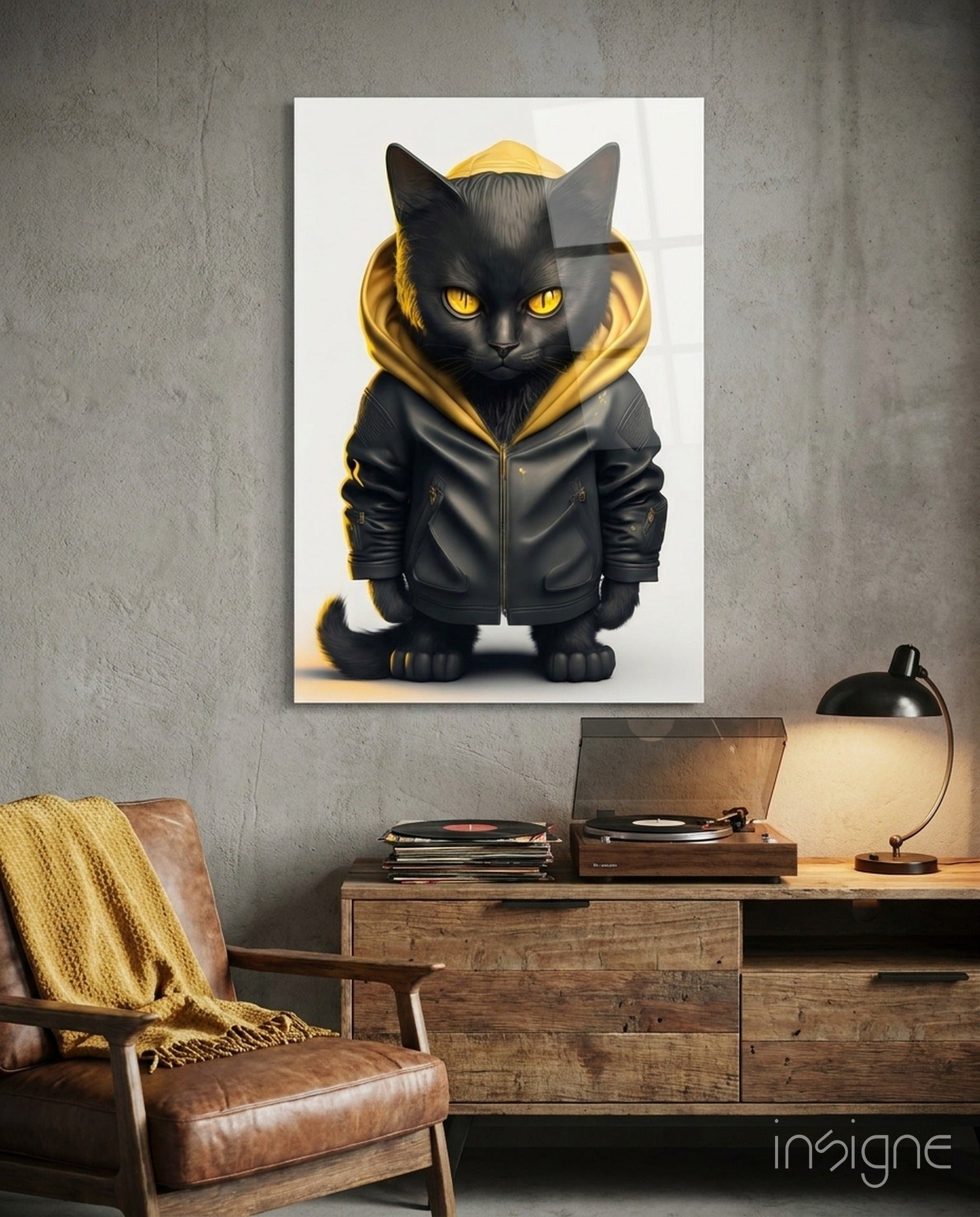 Cutie Cool glass wall art hanging in a modern room