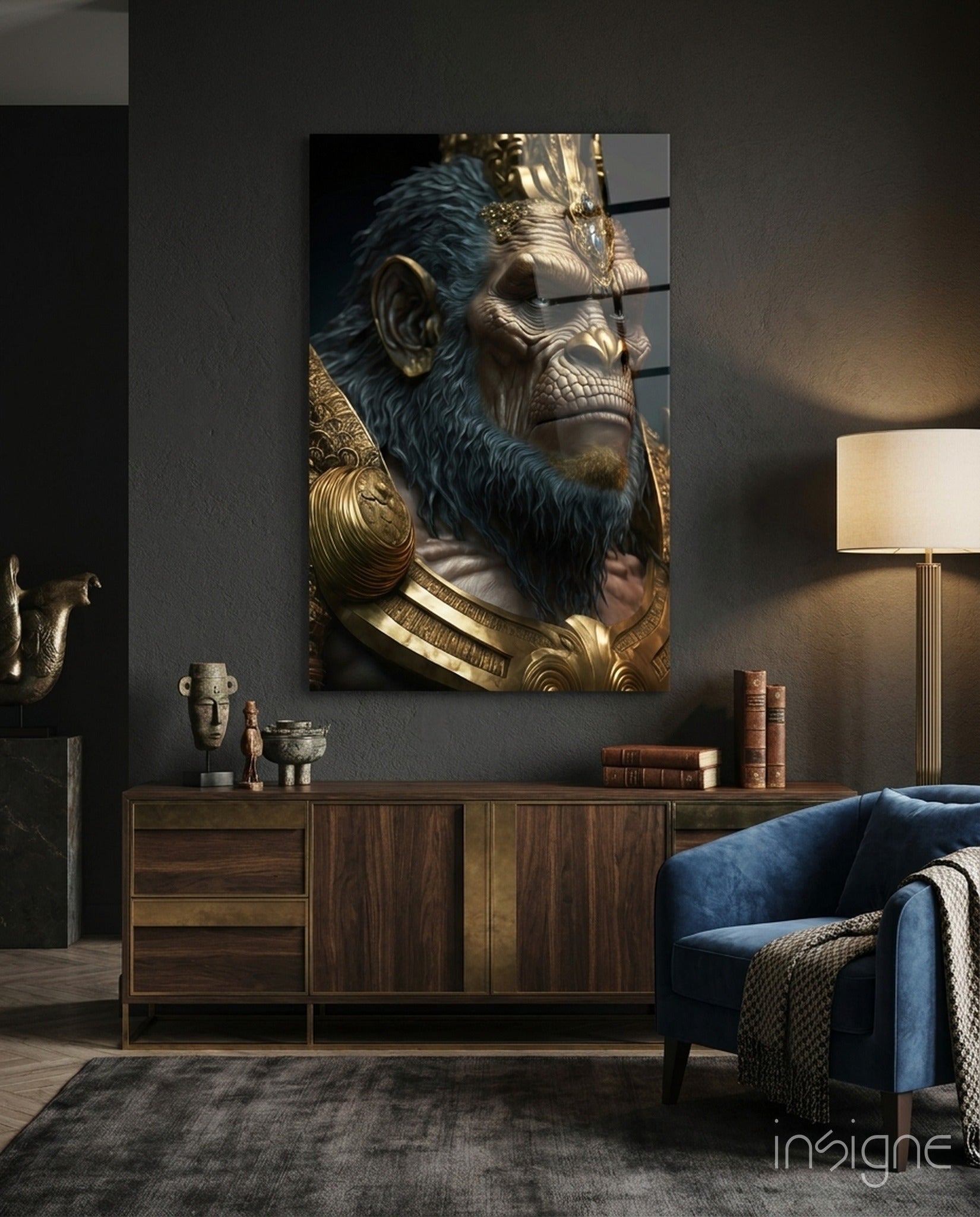 Ape King glass wall art