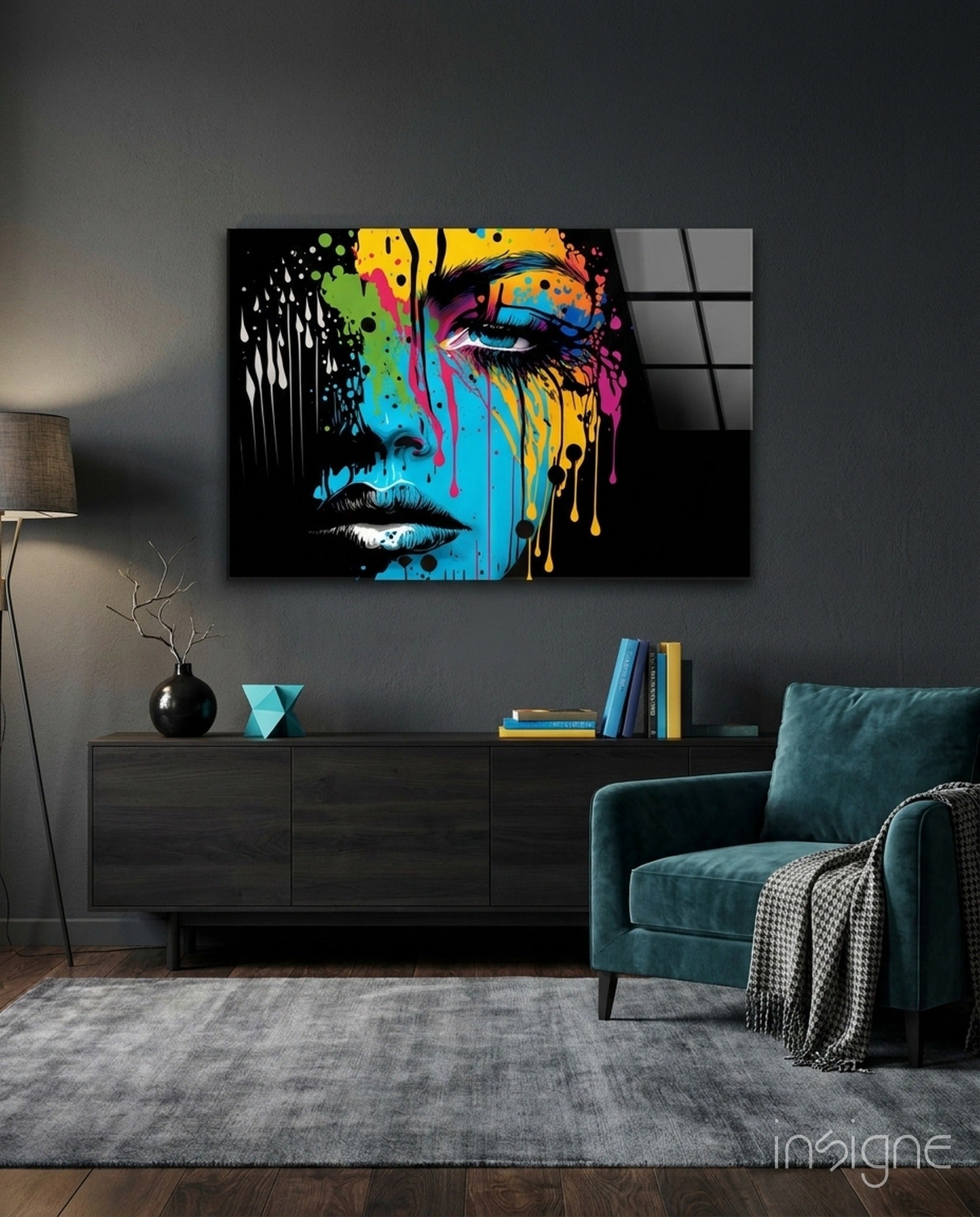 Melting beauty pop art portrait glass wall art