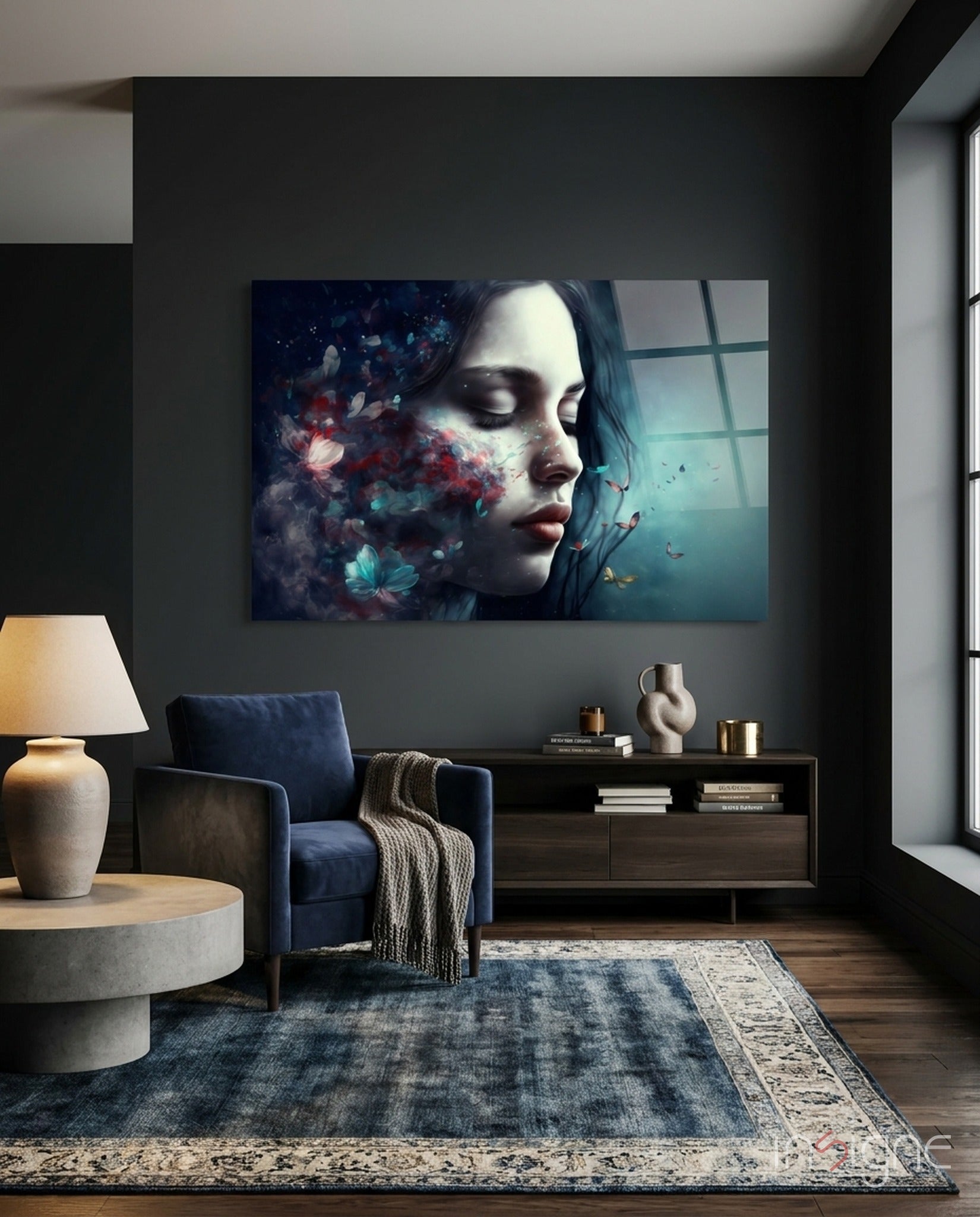 Butterfly Dreams glass wall art portrait tempered glass