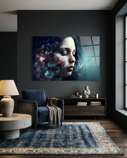 Butterfly Dreams glass wall art portrait tempered glass