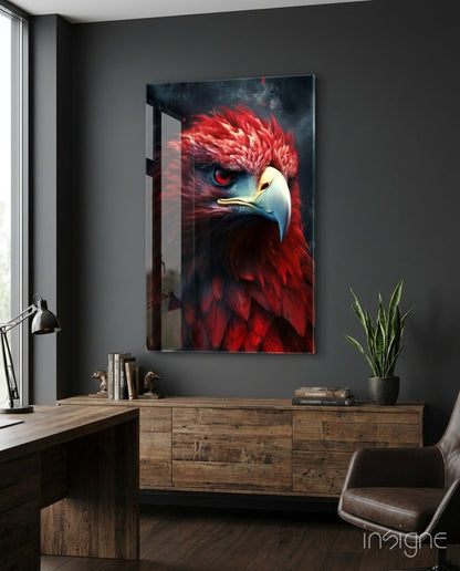 Red Eagle Glass Wall Art
