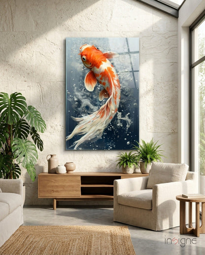 Angelfish glass wall art koi fish underwater print