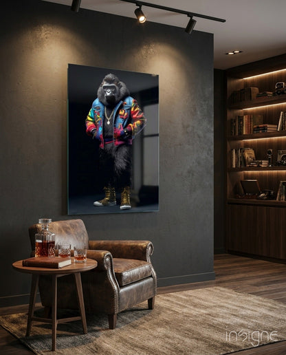 Gorilla Bro glass wall art streetwear portrait print