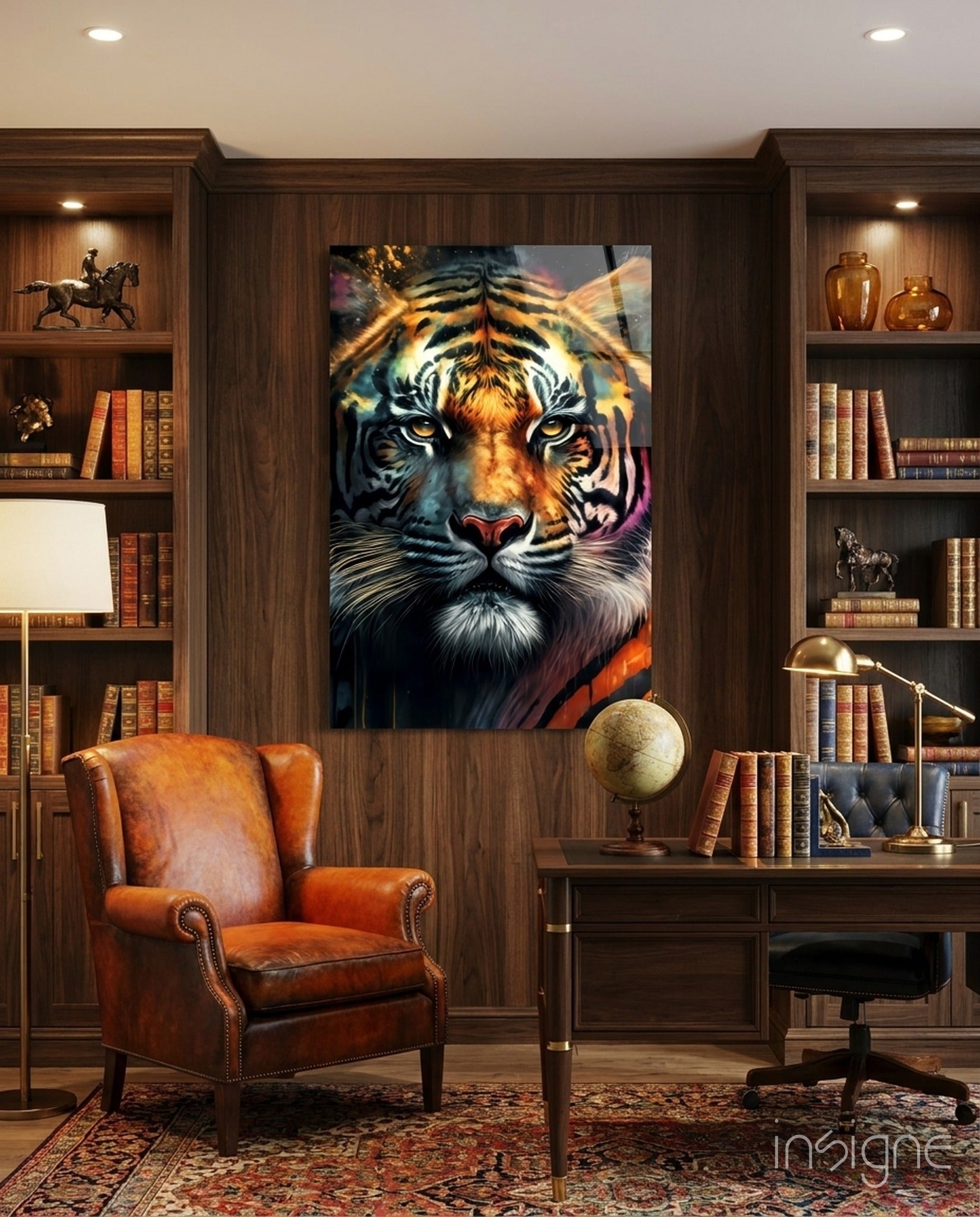 Face of the Tiger glass wall art print
