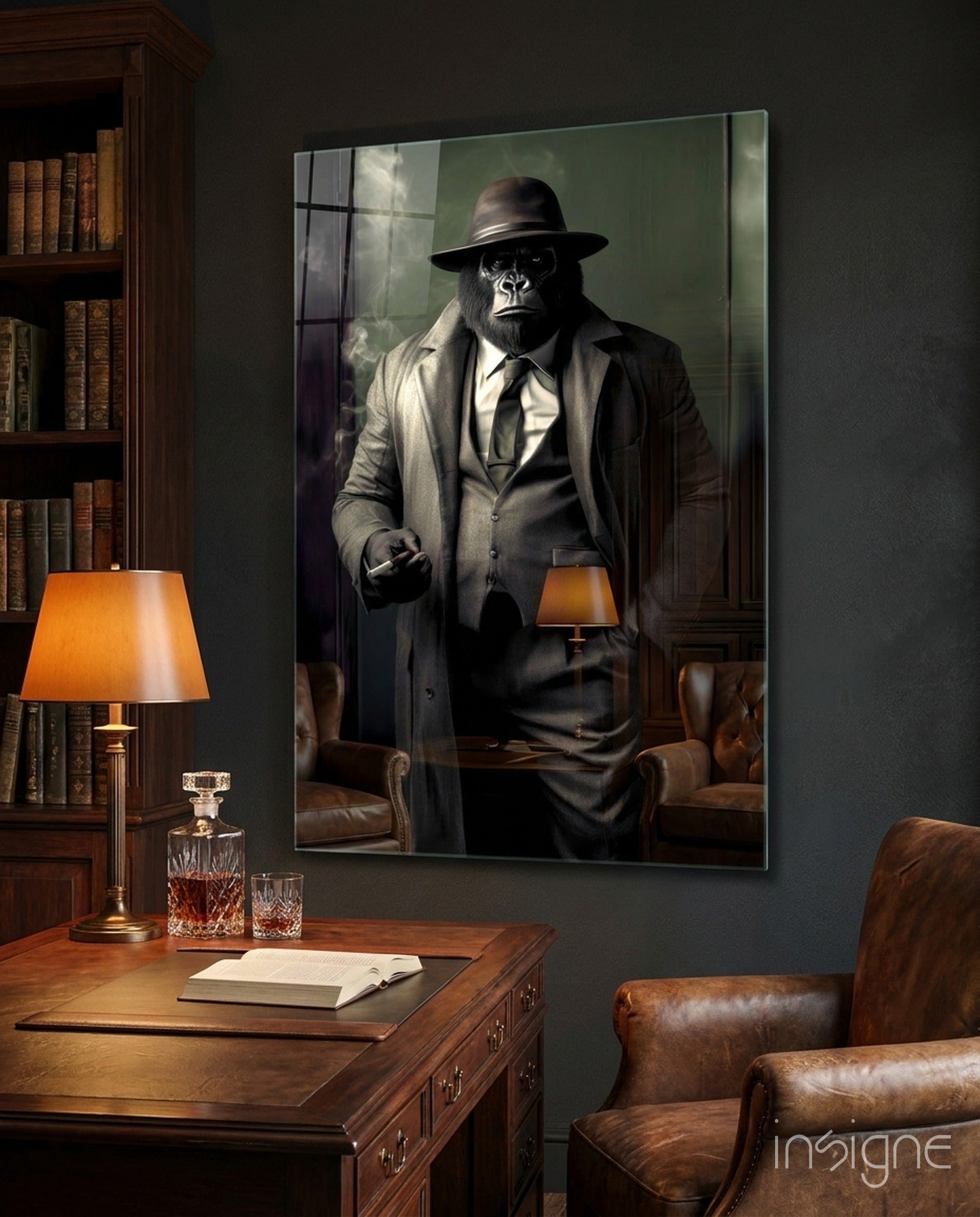 Mr Inspector noir gorilla glass wall art