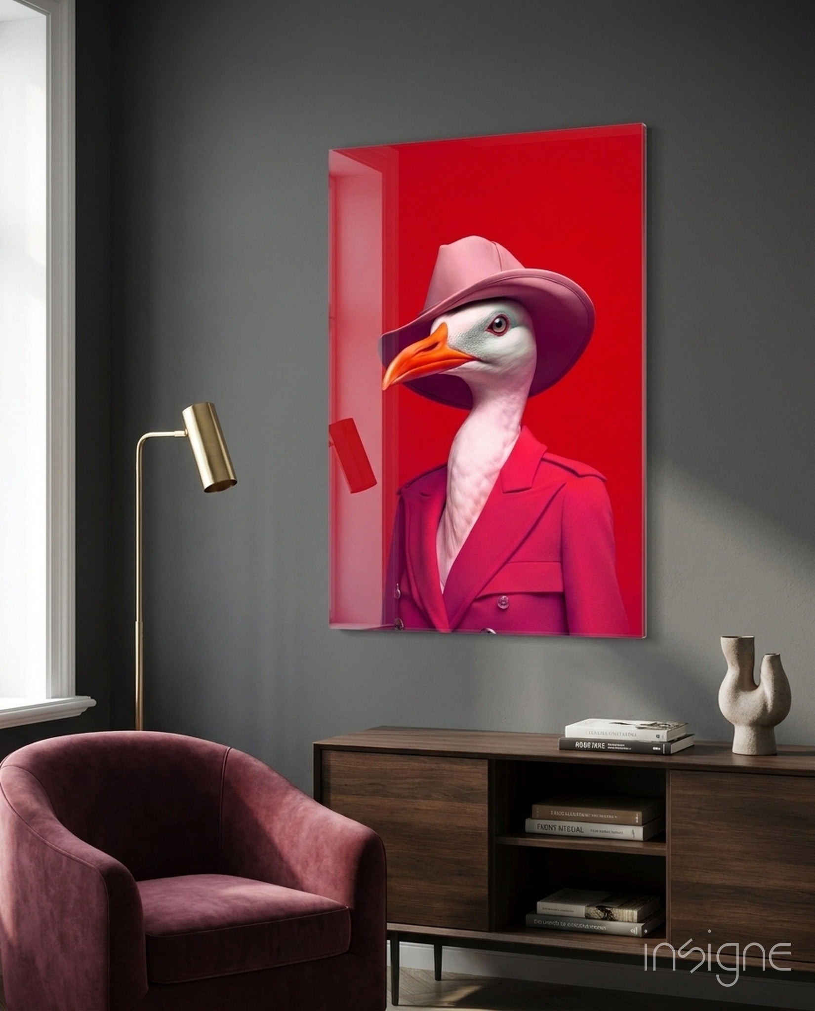 Bird Vogue glass wall art tempered glass print