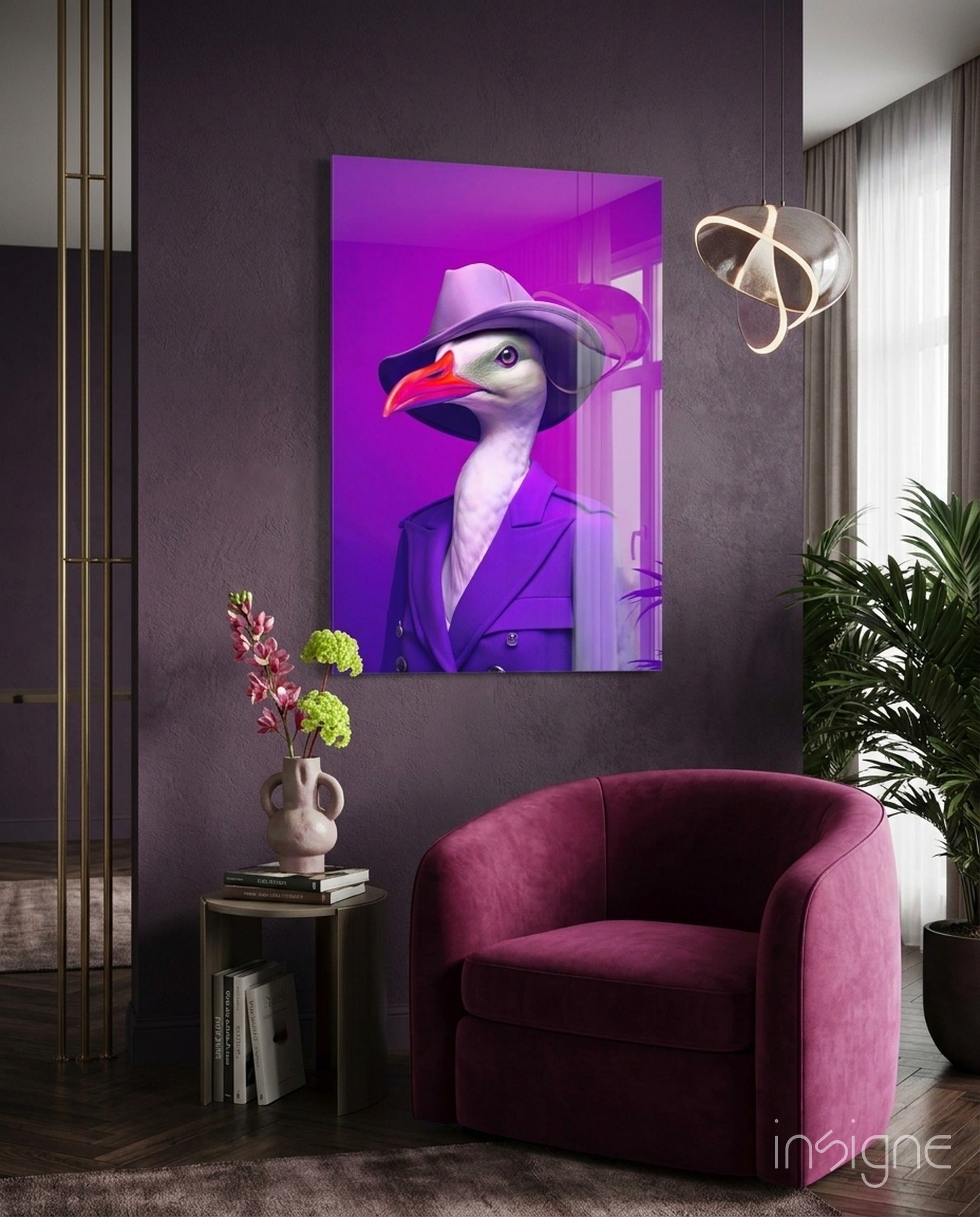 Bird Vogue glass wall art tempered glass print