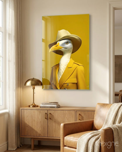 Bird Vogue glass wall art tempered glass print