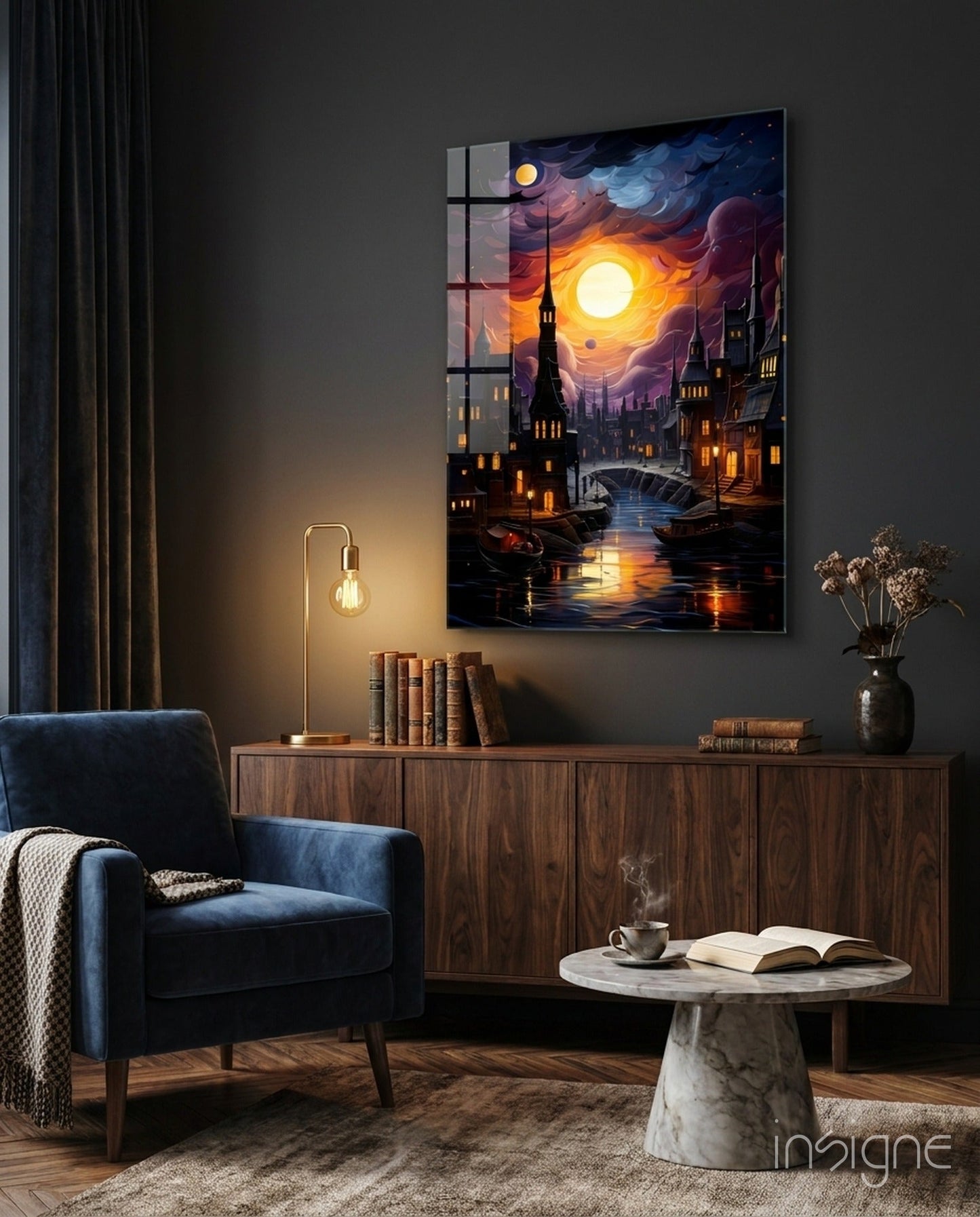 Moonlight Glass Wall Art fantasy nightscape print