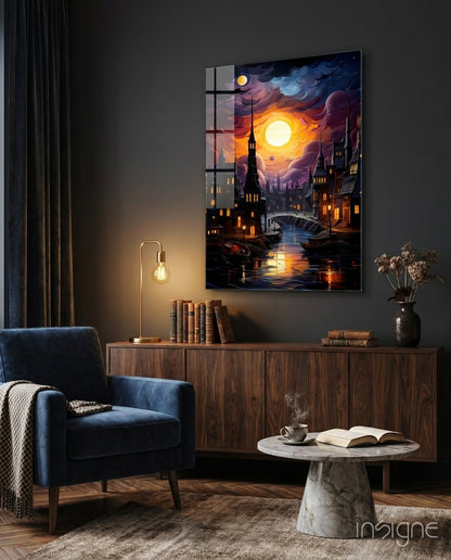 Moonlight Glass Wall Art fantasy nightscape print
