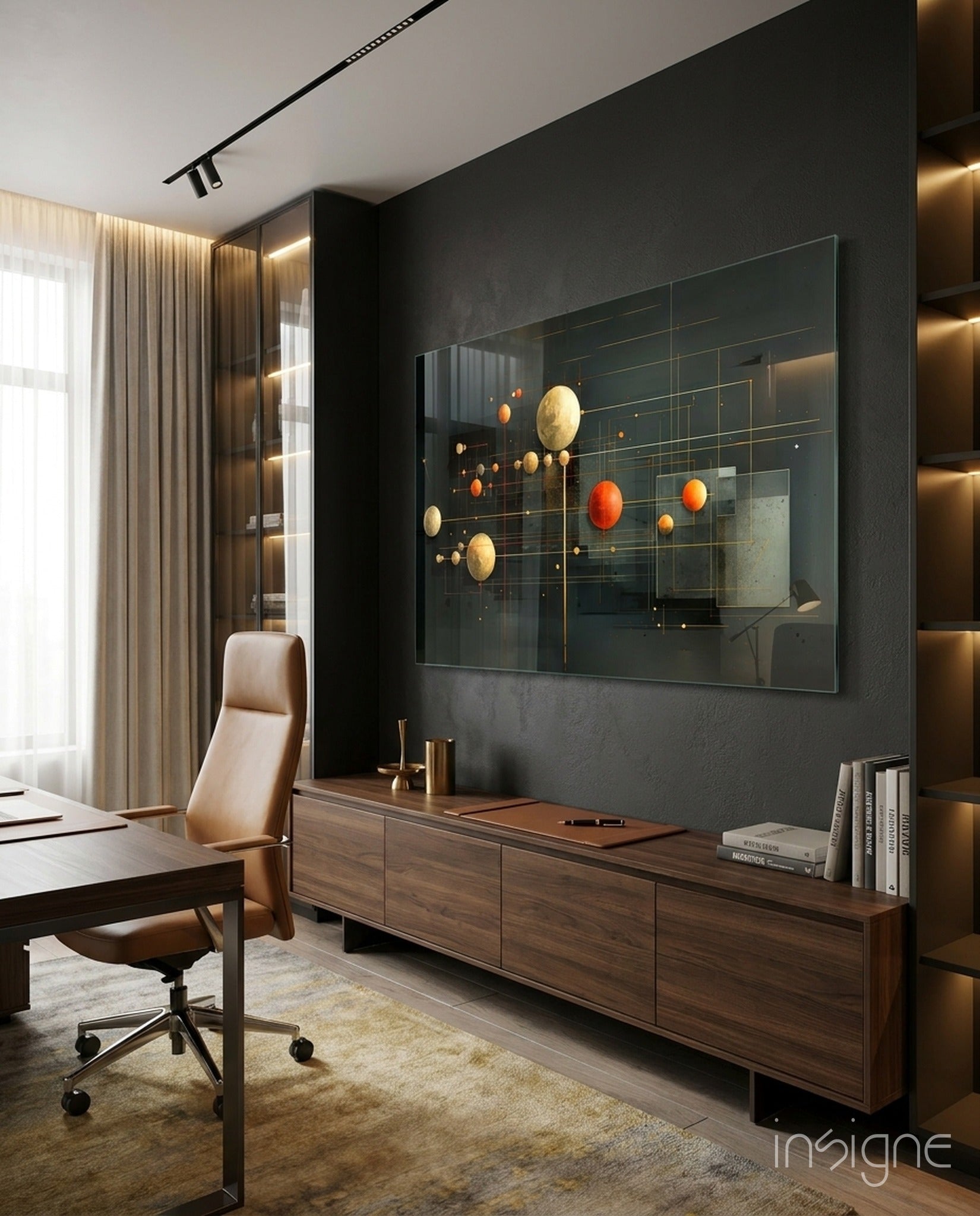 Planets glass wall art art-deco celestial