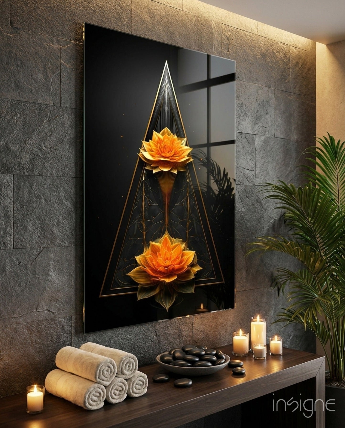 Lotus glass wall art