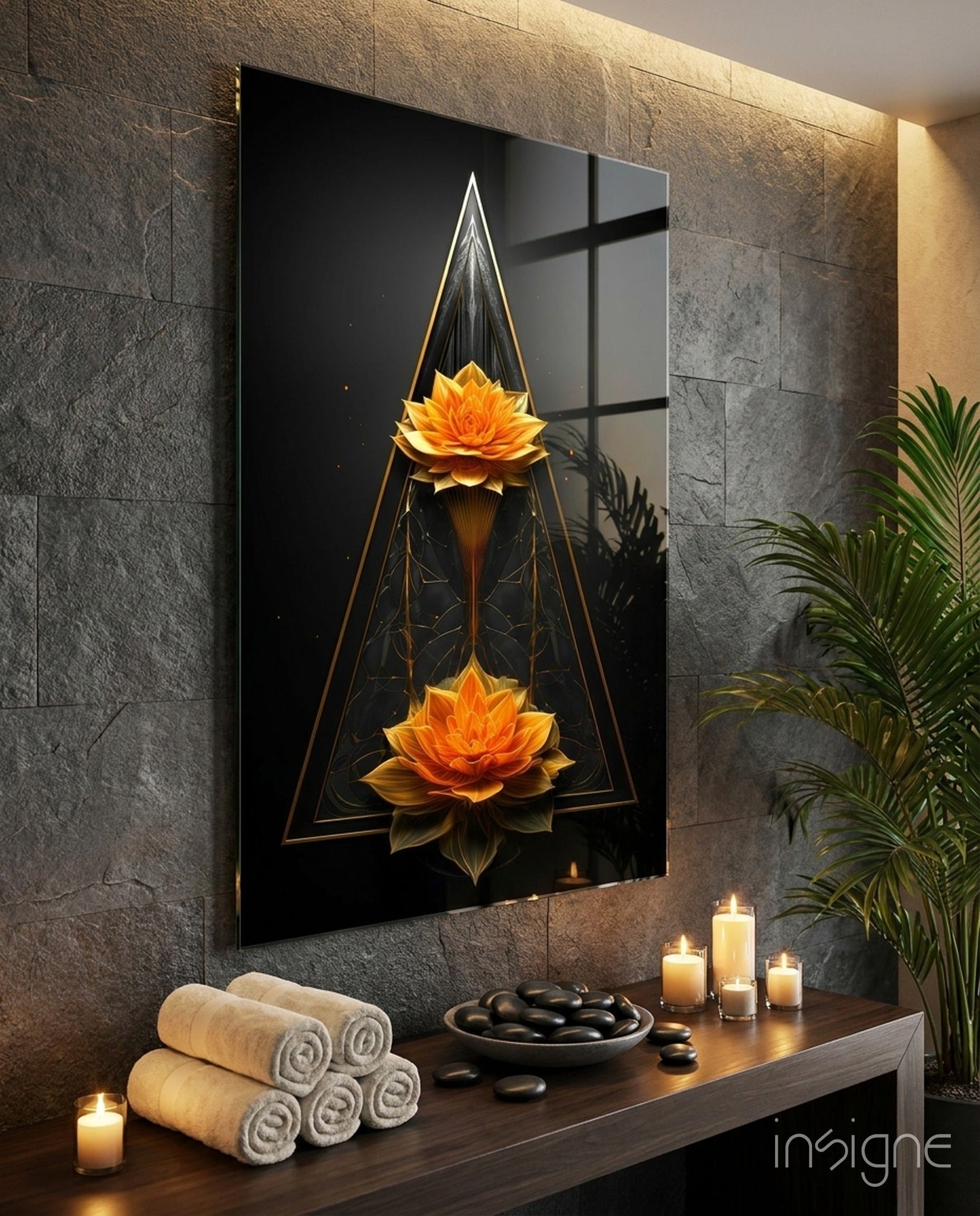 Lotus glass wall art
