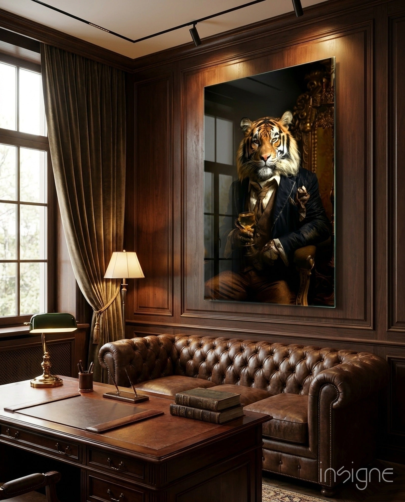 Gentleman dapper tiger glass wall art