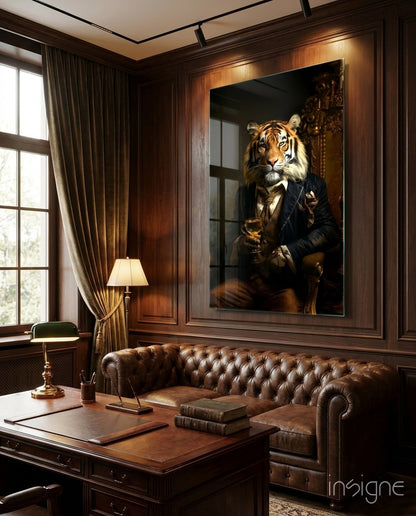 Gentleman dapper tiger glass wall art