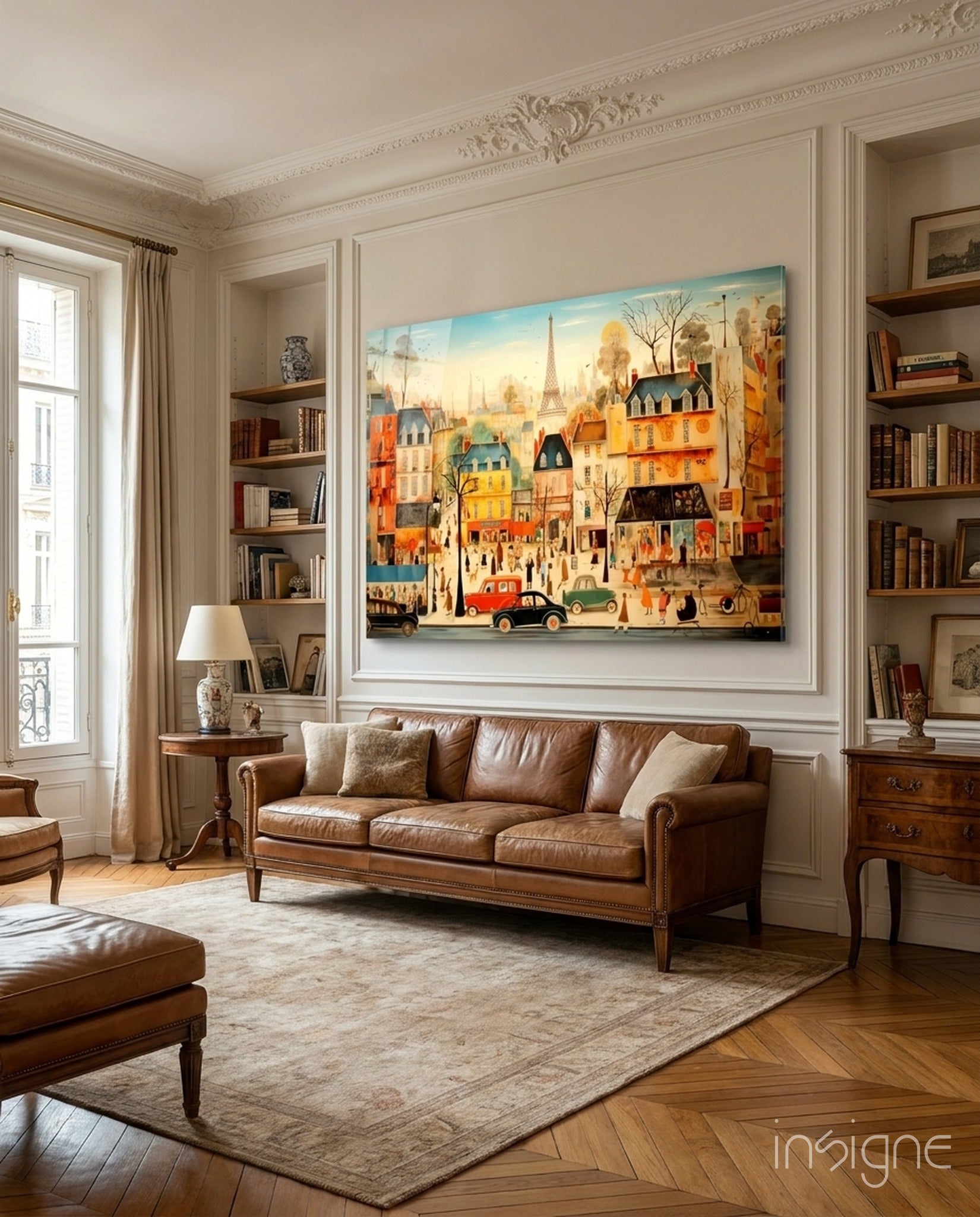Paris city life glass wall art