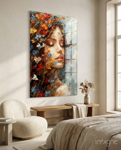 Pleasure painterly portrait glass wall art