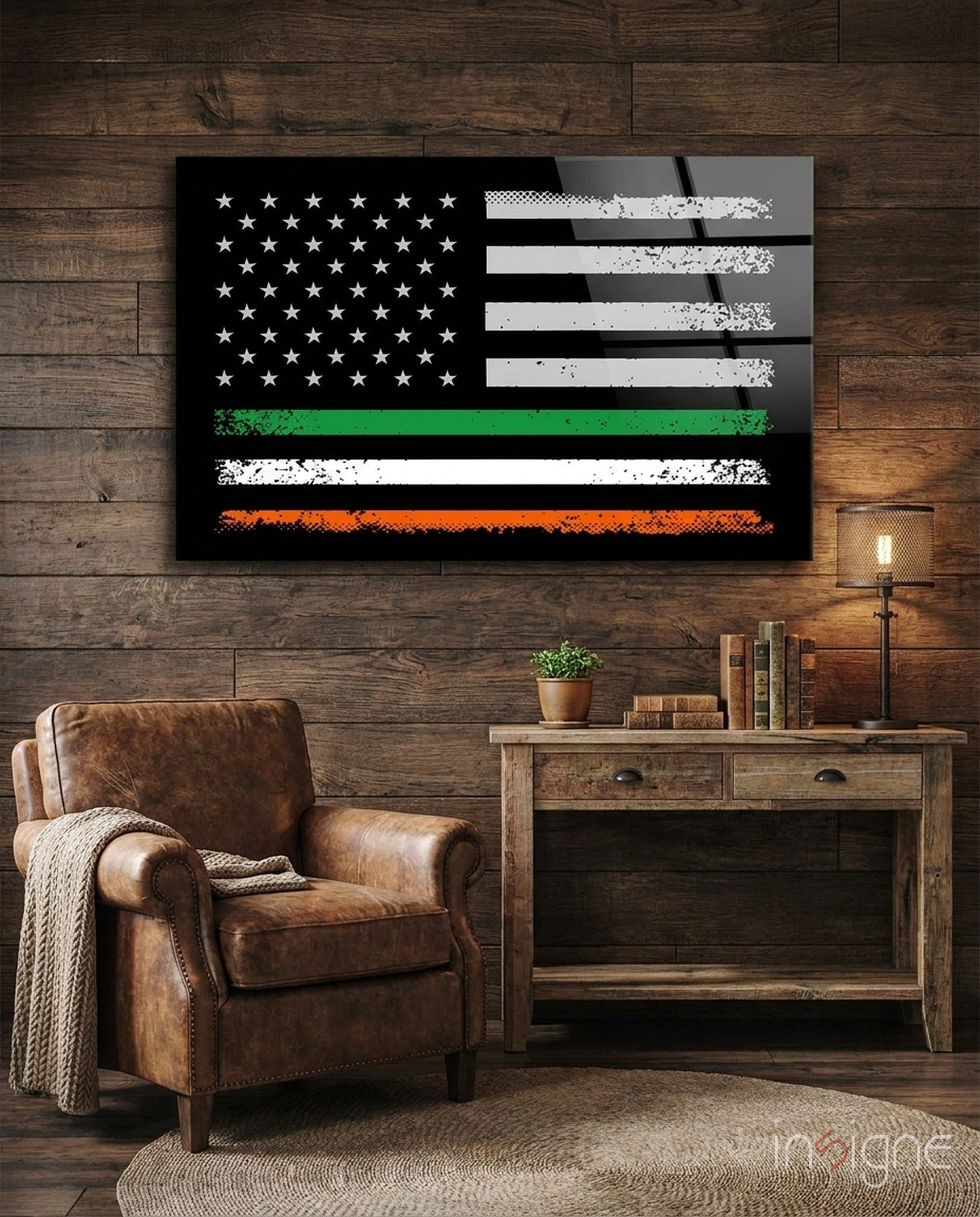 USA Ireland fused flag glass wall art