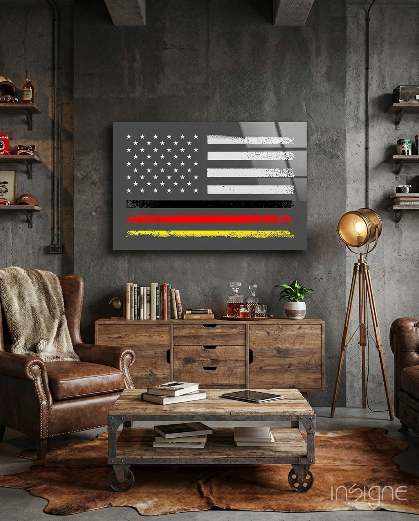 USA-Germany fusion flag tempered glass wall art on a wall