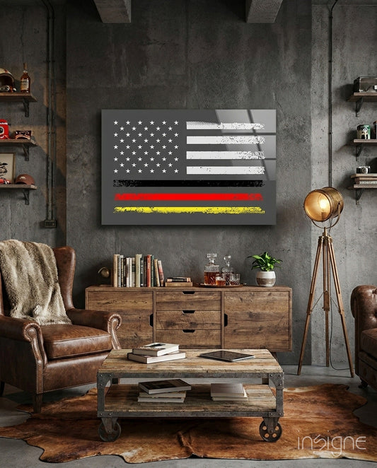 USA-Germany fusion flag tempered glass wall art on a wall