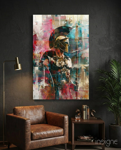 Gladiator pop-art glass wall art