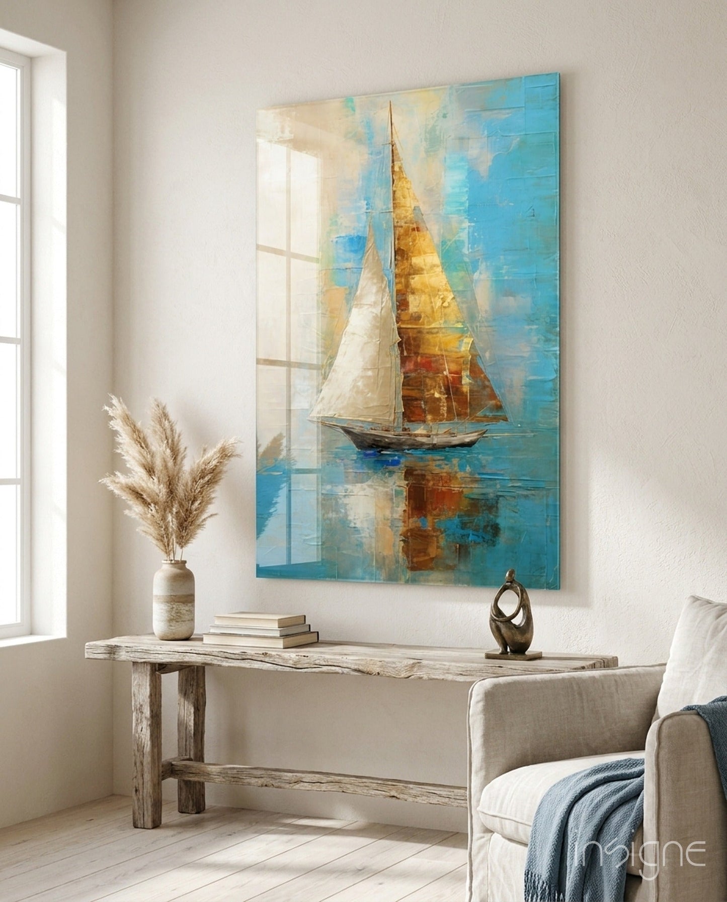 Sailing seascape glass wall art