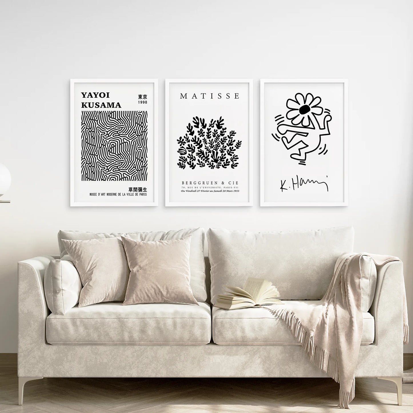 Black and White Abstract Figure Wall Art Set of 3