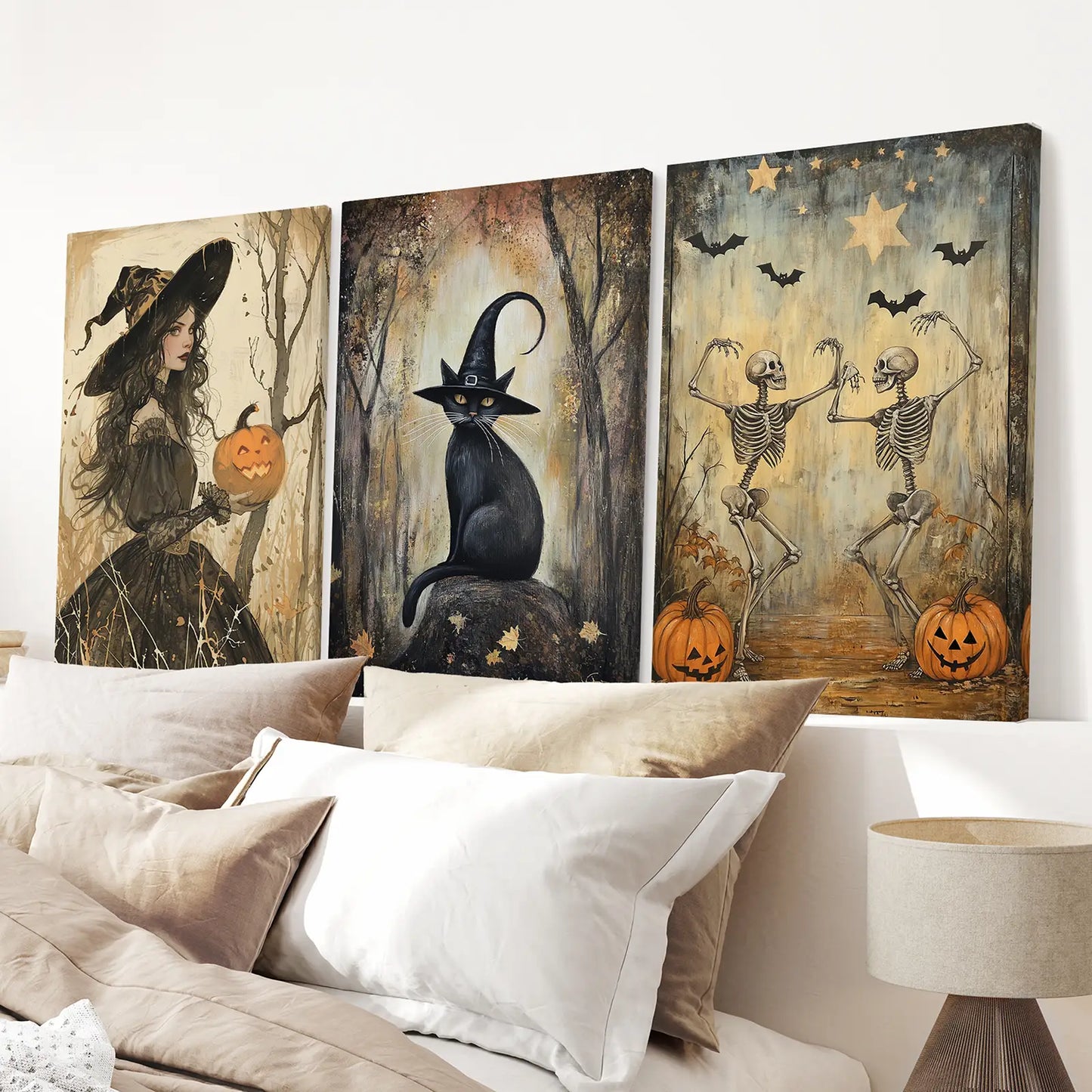 Witchy Halloween Wall Art Set of 3 Prints Decor