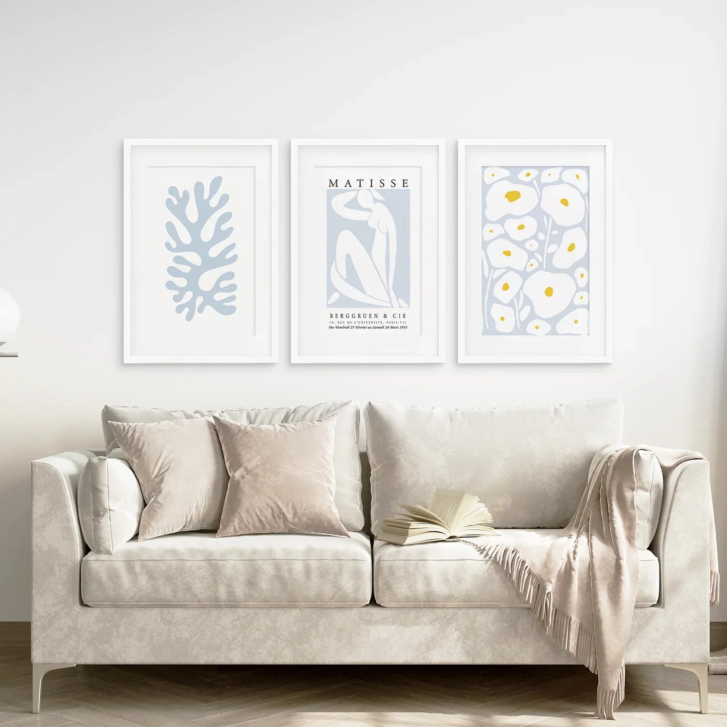 Pastel Abstract Wall Art Set of 3, Modern Cutout Prints