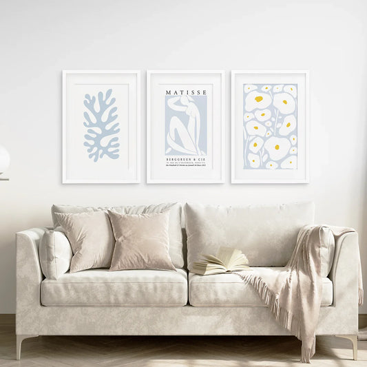Pastel Abstract Wall Art Set of 3, Modern Cutout Prints