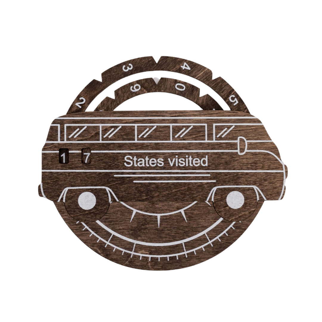 Wooden USA map wall art in dark walnut