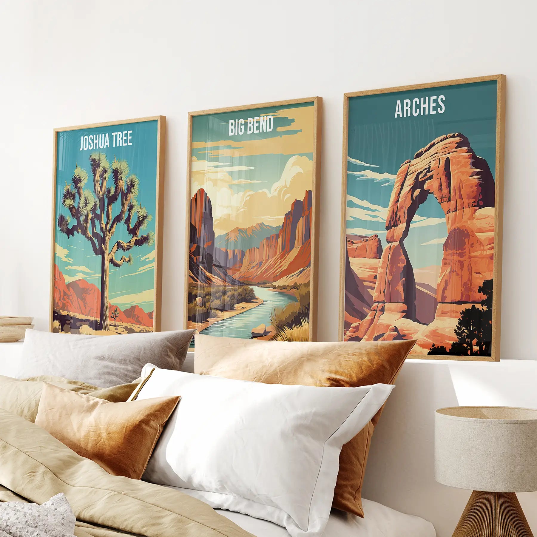 Desert national park wall art set of 3 travel prints