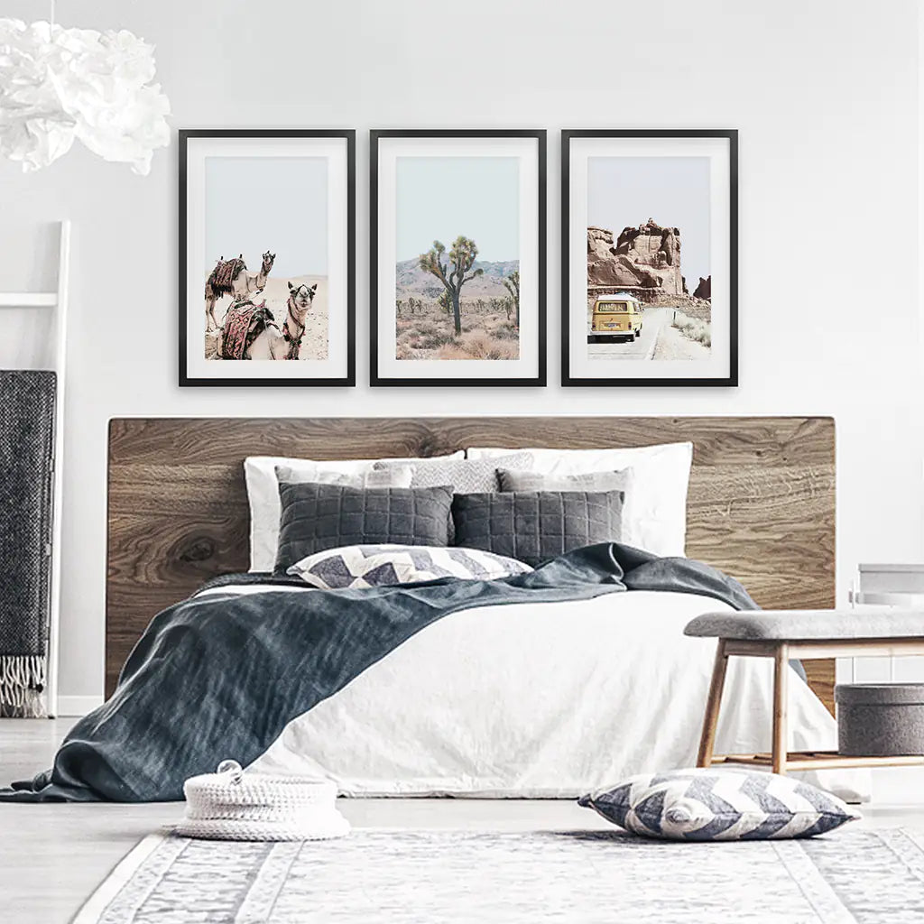 Southwestern Desert Wall Art Set of 3. Joshua Tree, Van