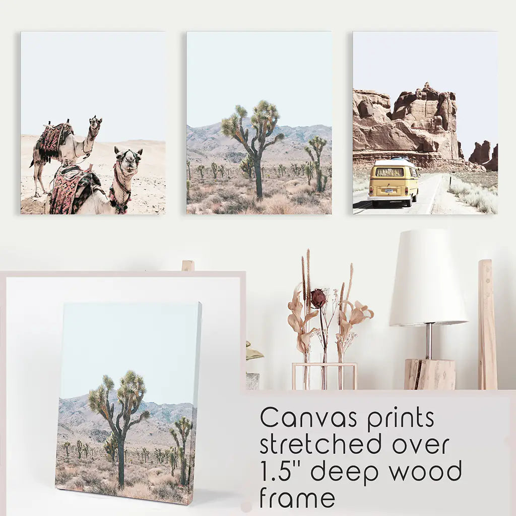 Southwestern Desert Wall Art Set of 3. Joshua Tree, Van