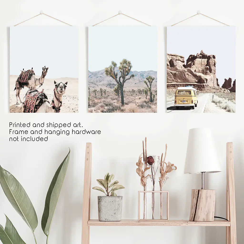 Southwestern Desert Wall Art Set of 3. Joshua Tree, Van