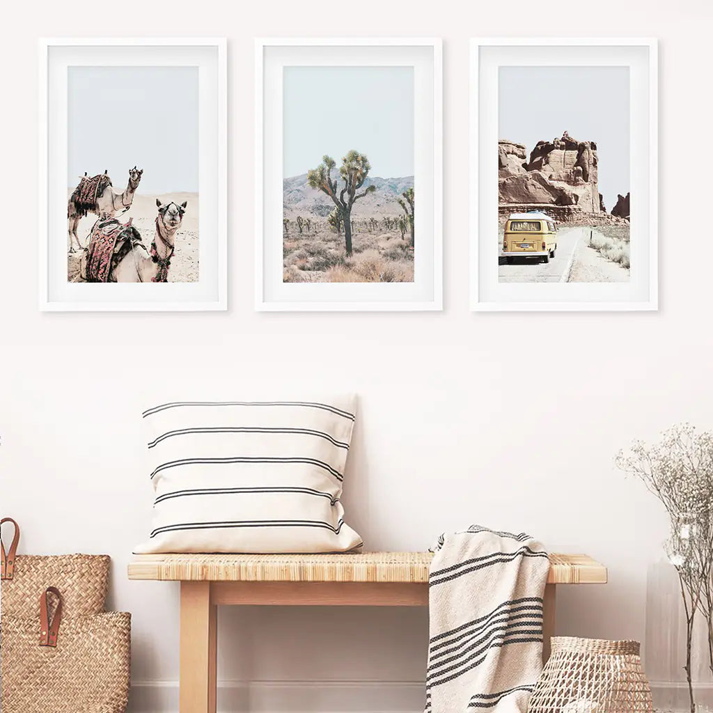 Southwestern Desert Wall Art Set of 3. Joshua Tree, Van
