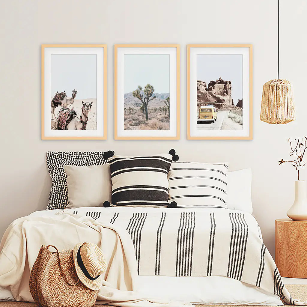 Southwestern Desert Wall Art Set of 3. Joshua Tree, Van