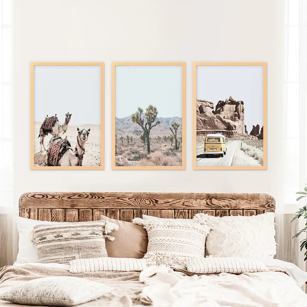 Southwestern Desert Wall Art Set of 3. Joshua Tree, Van