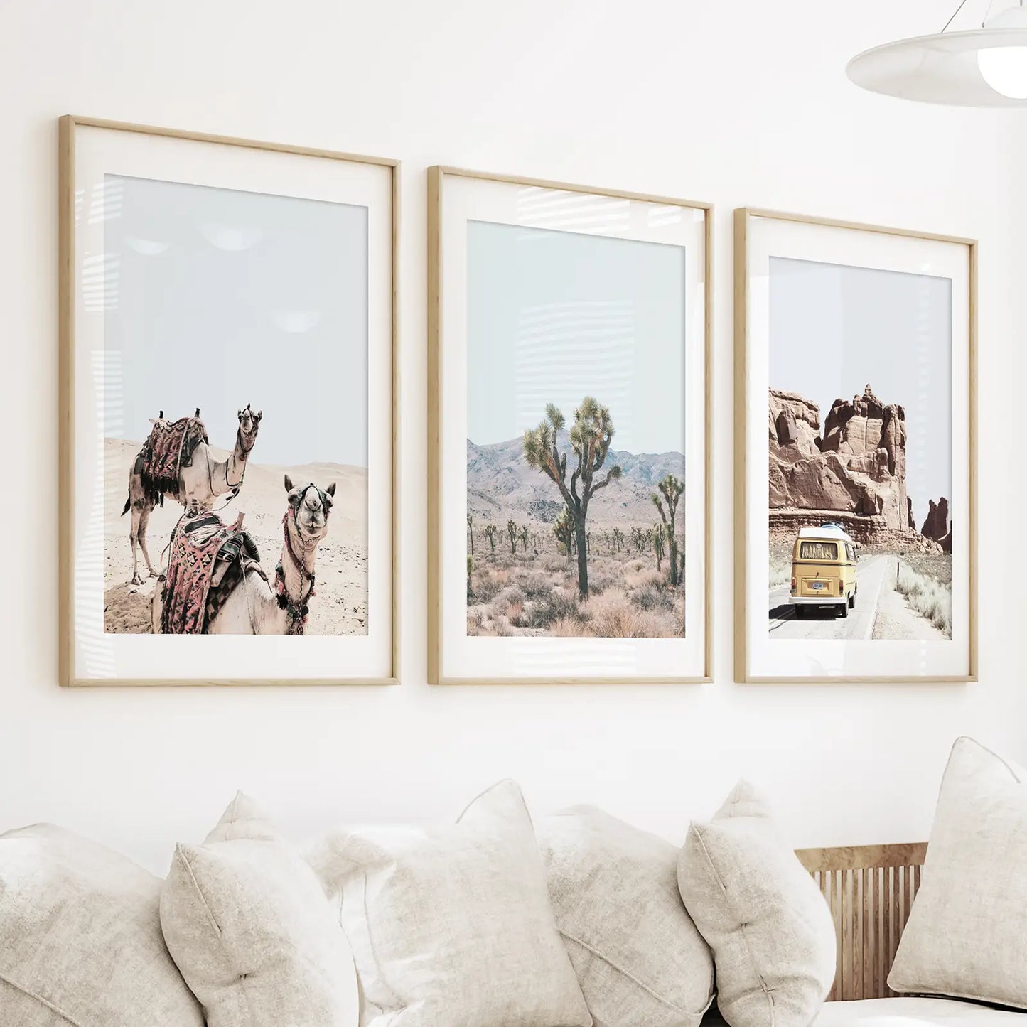 Southwestern Desert Wall Art Set of 3. Joshua Tree, Van