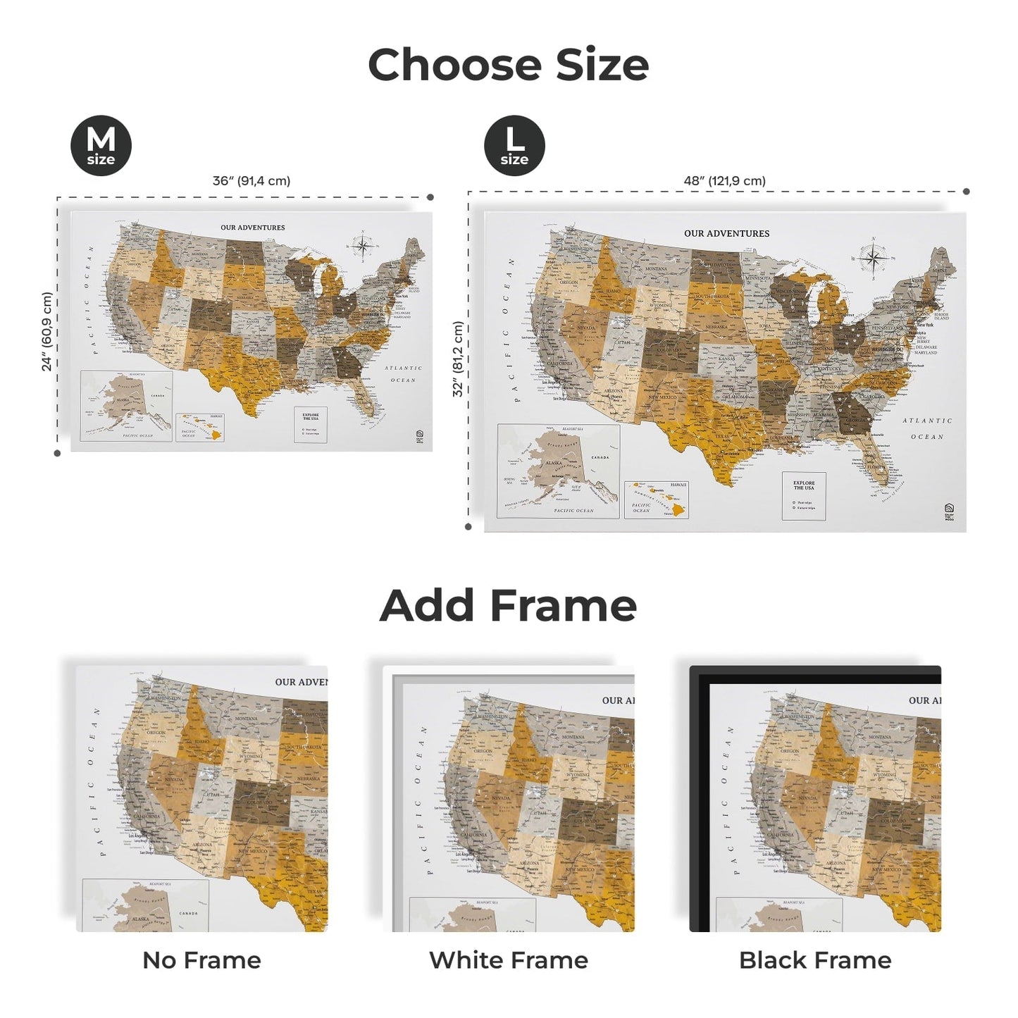 Desert Canvas USA Map Wall Art