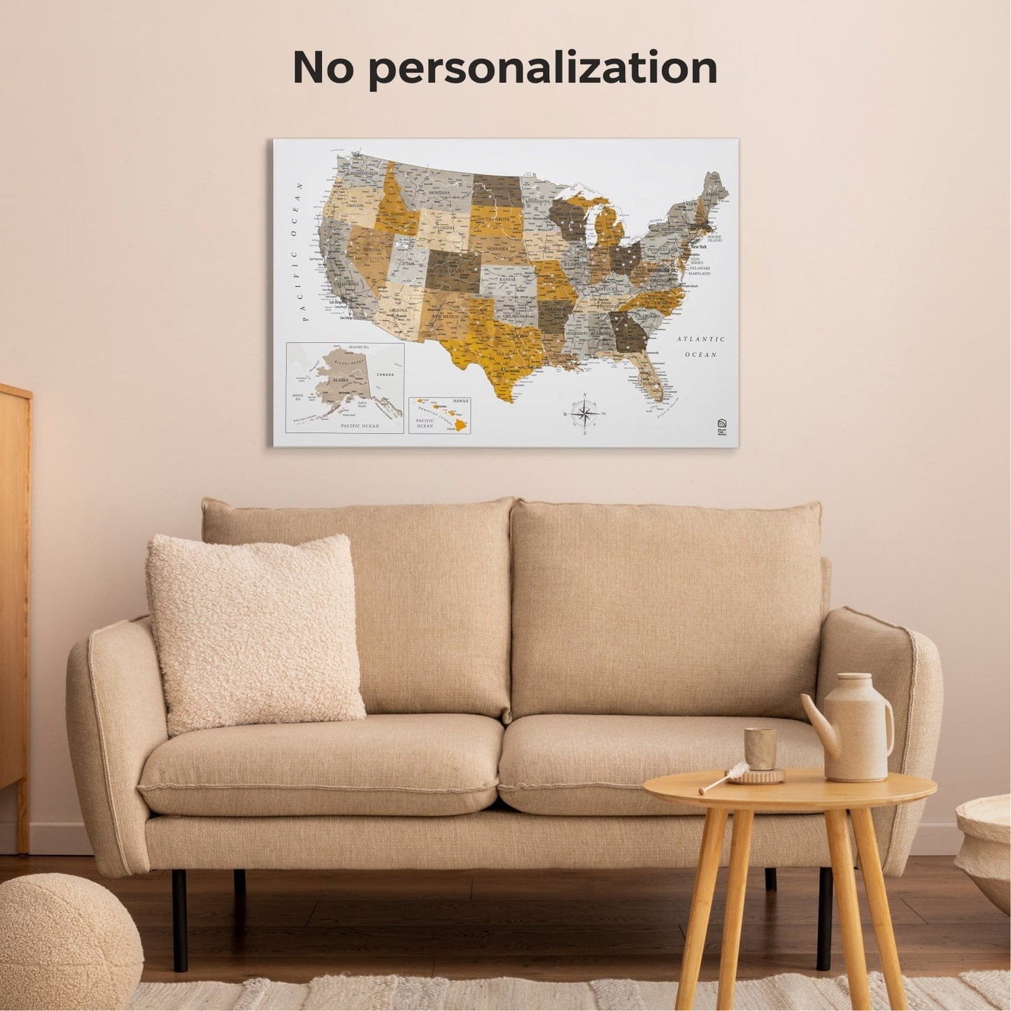 Desert Canvas USA Map Wall Art